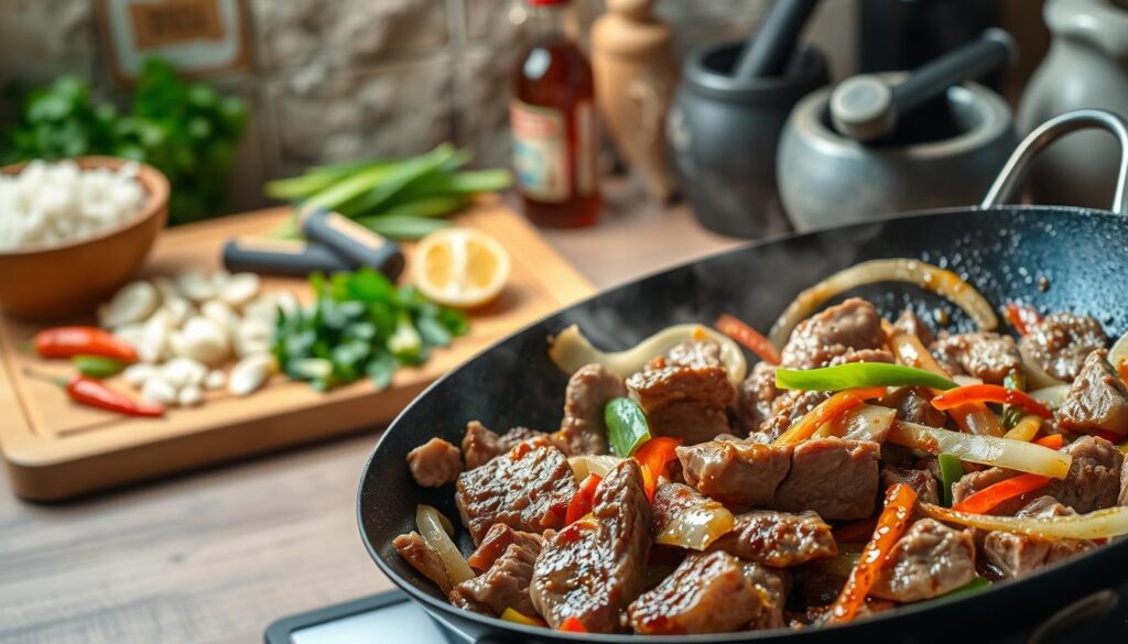 Bo Luc Lac Beef Stir-Fry Preparation