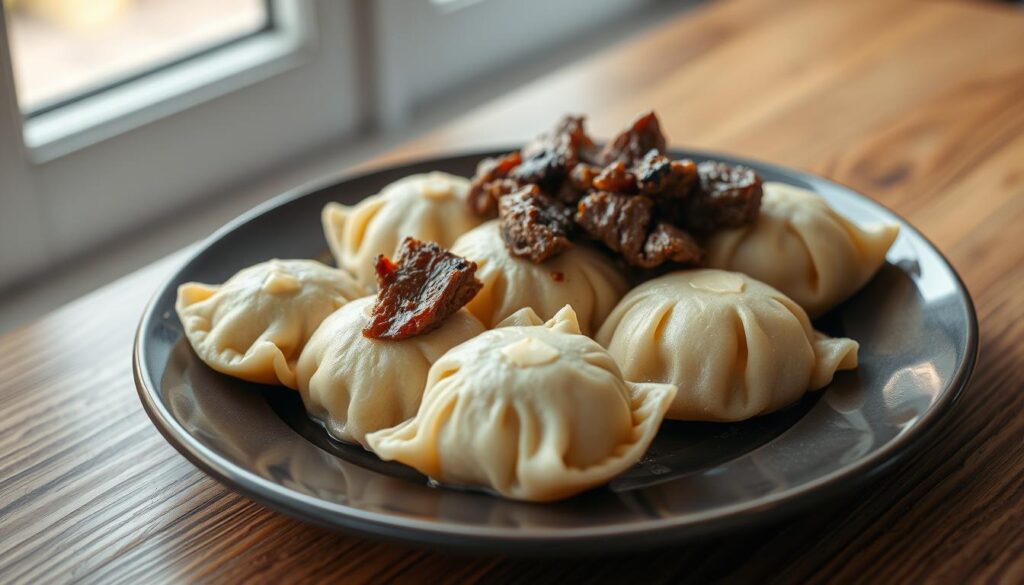 Potato Dumplings with Beef Garnish