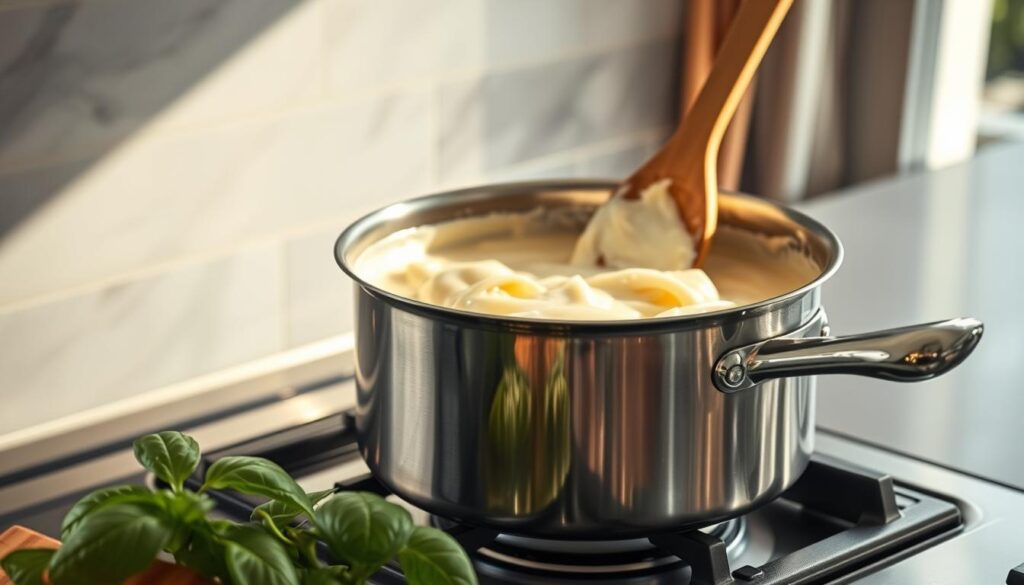 Creamy Alfredo Sauce Preparation